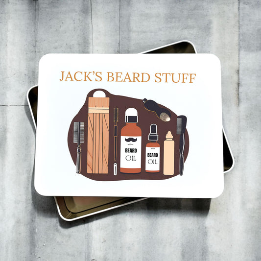 Personalised Shaving Beard Grooming Storage Tin