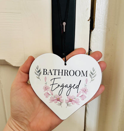 Bathroom Engaged Vacant Heart Shaped Double Sided Hanging Metal Sign