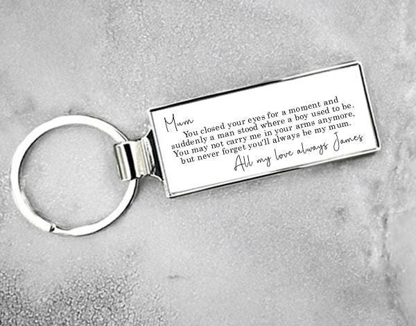 Personalised Mum From Daughter or Son Sentimental Poem Metal Keyring