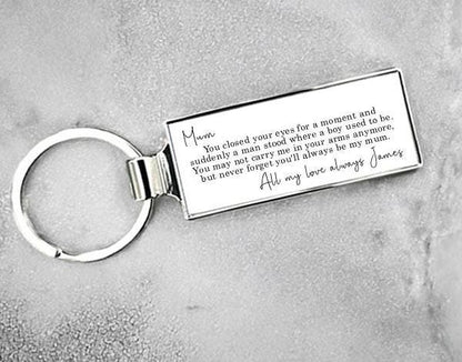 Personalised Mum From Daughter or Son Sentimental Poem Metal Keyring