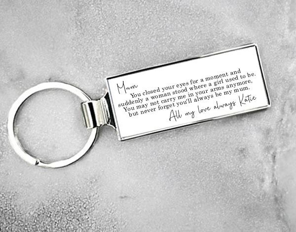 Personalised Mum From Daughter or Son Sentimental Poem Metal Keyring