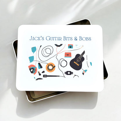 Personalised Guitar Bits And Bobs Metal Storage Tin