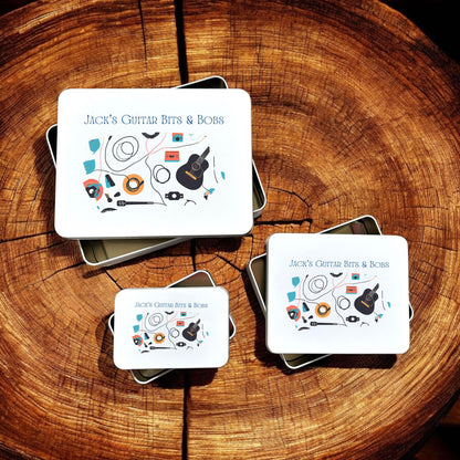 Personalised Guitar Bits And Bobs Metal Storage Tin
