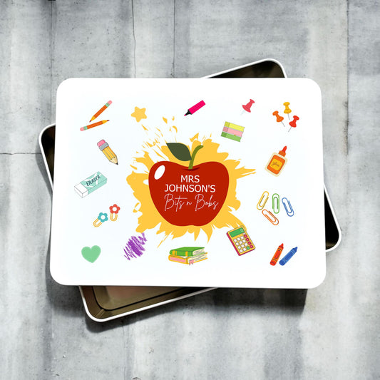 Personalised Teachers TA Bits N Bobs Metal Storage Tin
