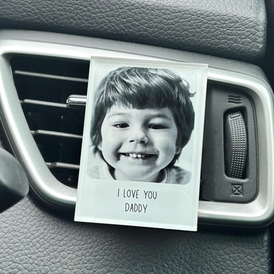 Personalised Photo Camera Print Style Car Air Freshener Vent Clip