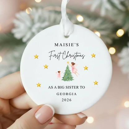 First Christmas As A Big Sister Personalised Christmas Bauble Keepsake Gift
