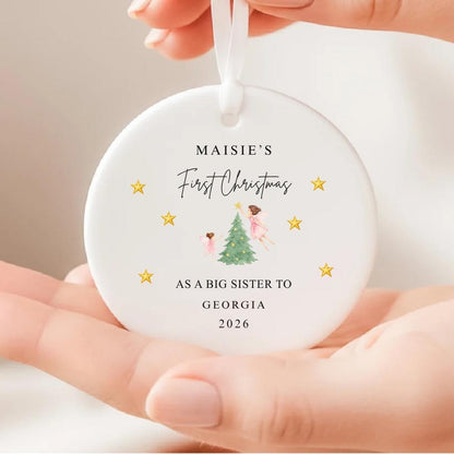 First Christmas As A Big Sister Personalised Christmas Bauble Keepsake Gift